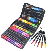 Catzon 60 Colors Markers with Case Fine & Brush Tips for Book Cards Drawing
