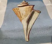 Handpainted conch shell needlepoint canvas Mary Kay Crawley