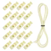 40 Pcs Double Hole Cord Locks with Elastic Cord, Beige