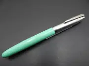 New Old Stock - Scripto Sea Green & Chrome Fountain Pen - Bottle Filler