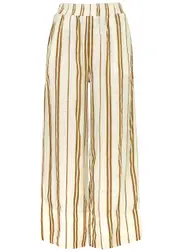 Bella Dahl Striped Wide-leg Linen-blend Trousers - Cream - M (UK12 / M) M (UK12 / M)