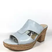 Naturalizer Evette Women's 10.5 M Blue Leather Platform Sandal Heels Shoes