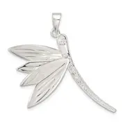 Sterling Silver Polished Cz Dragonfly Pendant