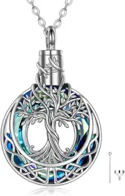 Tree of Life Urn Necklaces for Ashes 925 Sterling Silver Tree of Life Crystal Cr