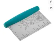Pioneer Woman 6" Stainless Steel Bench Scraper & Dough Cutter, Silver/Teal NEW