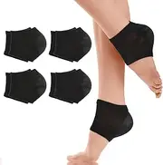 Segbeauty Foot Moisturizing Socks, 8pcs Short Moisturizing Heel Socks with Gel Lining, 4 Pairs Gel Heel Socks Sleeping Overnight for Dry Crack Heel Feet, Toeless Dry Foot Socks for Foot Care Black