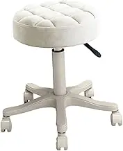 Nail Beauty Pulley Work Chair Rolling Swivel Height Adjustable SPA Stool Multipurpose Drafting Bar Stool with Wheels for Lab, White