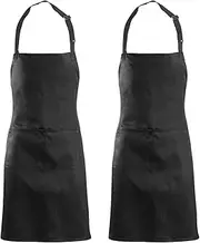 Hemi Home bib Apron Adults Kitchen Chef Apron with Adjustable Neck Belt and 2 Pockets (Black) Women Men, 2 Colors, Chef, Kitchen, Home, Restaurant, Cafe, BBQ Grill Kitchen Cooking, Baking