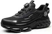 [MIEHUIAI] Work Shoes Men Women Safety Shoes Lightweight Sporty Steel Cap Shoes Non-Slip Air Cushion Breathable Protective Shoes Industrial Shoes, 266 Black, 43 EU