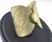Flower Adjustable Ring Raw brass (18mm 8US inner size - Adjustable ) OZ2755