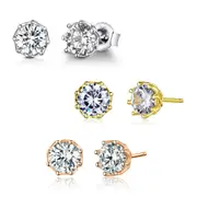 Sterling Silver Clear Cubic Zirconia Stud Hypoallergenic Earrings