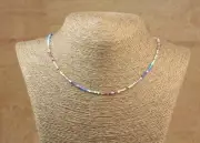 A++ Multi Color Mix Disco Faceted Round 2-3MM Gemstone Beads Choker Necklace 18"