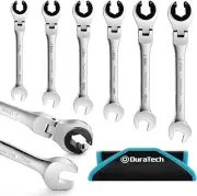 6 Pcs Ratcheting Wrench Set - Open Flex-head Metric Ratcheting Tubing Wrench Set