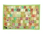 Indian 100% Cotton Green Vintage Patchwork Wall Hanging Embroidered Table Runner