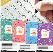 YAMMI Reusable Large Grooved Handwriting Practice Books for Kids, 10.3in×7.3in Magic Practice Copybook, Handwriting Practice Workbook, Copy Books for Preschool Kids Age 3-8