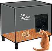 Lslpin Large Indestructible Heated Cat House for Outside Winter, Weatherproof & Elevated, Escape Door, Insulated Cat House, Outdoor Feral Cats Shelter with Heater for Stray Cats Kitty 20"*16"*18"