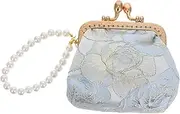 [WESIEVYA] Vintage Floral Embroidered Purse Faux Strap Cultural Brocade Evening Clutch for Tea Parties and Travel Portable Handheld Design for Women