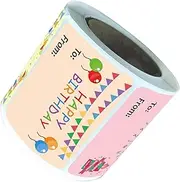 WEKAMOS 1 Roll Happy Birthday Labels Stickers of Easy to Tags for Classroom Celebrations Envelopes and Party Favors and Generous Supply