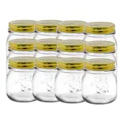 12PK Lemon & Lime 300ml Roma Glass Jars Preserve Jar Container w/ Gold Lids