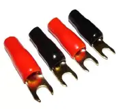 4 pcs PREMIUM 8 GAUGE BARRIER SPADE TERMINALS GOLD AMP AMPLIFIER INSTALL WIRING