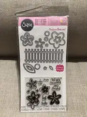 Sizzix Framelits w/ Stamps “Flowers & Fence” 15 Dies + 12 Stamps 660194 Barnard