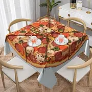 [QMNEHJ] Square Tablecloth 55 inch Wrinkle Resistant Waterproof Table Cover Farmhouse Table Cloth I Love Pizza Decorative Fabric Dining Table Cover for Kitchen Banquet Party
