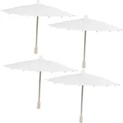 [Minkissy] 4Pcs White Paper Parasol Umbrella Diameter Dance Umbrella Random Handle Style for Weddings Parties and DIY Decor White Paper Parasol