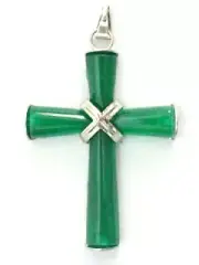 Natural Jade Lucky Cross Pendant Necklace for Women Statement Jewelry Christmas
