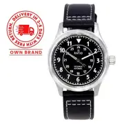 Ratio Skysurfer Automatic Diver's Black Dial Leather Band RTS314 Watch WR 200M