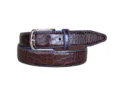 LEJON MEN'S ANZIO BROWN ALLIGATOR LEATHER BEL, 15682, Size 32, Stock
