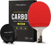 PRO SPIN Carbon Ping Pong Paddles - Penhold Short Grip, 7-Ply Blade