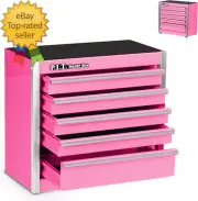 Mini Pink Tool Box, Portable 5-Drawer Micro Roll Cab Steel Tool Box with Liner,