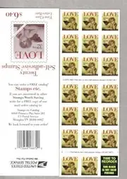 1995 Love Cherub 2959 Single Sided Booklet of 20 x 32 Cents US Postage Stamps