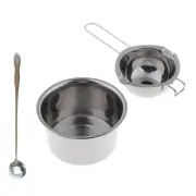 3pcs Stainless Steel Wax Melting Pot Double Boiler & Long Spoon DIY Candles For