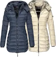 [JEShifangjiusu] Women Winter Warm Thickening Long Tunic Fashion Long Quilted Jacket 2 Pieces Padded Coat With Removable Hood, Colour 14, L