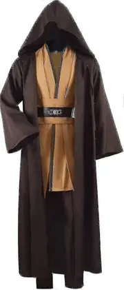 Adult Tunic Costume For Jedi Outfit Skywalker Halloween Cosplay Costume Hooded Robe Cloak Full Set Uniform Three Versions Brown L