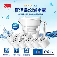 在飛比找Yahoo奇摩購物中心優惠-3M WP3000plus 即淨長效濾水壺1壺8心(兩年份組