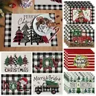 4Pcs Placemats & Coasters Christmas Santa Robin Snowman Reindeer Dinner Mat Set
