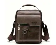 WEIXIER Crossbody Bag Men'S Shoulder Bag Vintage Leather Vertical - Dark Brown