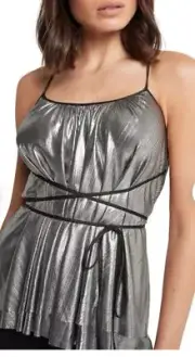 Sass & Bide Midnight Sister Top Silver Metallic 16 , 46 , XL RRP$250 stretch