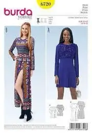 Burda Sewing Pattern 6720 Misses Dress Size 6-16 Euro 32-42