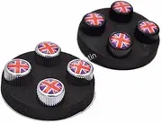 [Zorratin] 4X Union Jack British Flag Checkered Tire Valve Stem Cap Cover for BMW Mini Cooper r50 r53 r56 r56n f55 f56 r55 r52 r57 r58 r59 r60 r61 jcw OEM Chrome with Union Jack button