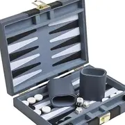 Bello Games New York Inc. Broadway Street Magnetic Folding Leatherette Traveling Backgammon Set for 2 Players, Ages 12+