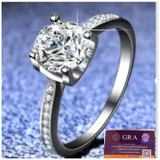1 ct Moissanite 925 Sterling Silver Engagement promise Ring Cert GRA sz 6.5