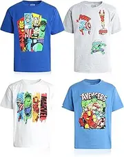 Marvel Avengers Boys' Spider-Man T-Shirt - 4 Pack Spider-Verse Spidey Graphic Tee - Spider-Man T-Shirt for Boys (2T-16)