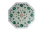 18" Marble Coffee/Side Table Top Malachite Stones Handmade Work Home Decor