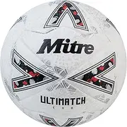 Mitre Ultimatch One Football Enhanced Control Extra Durability Extra Accuracy Ball White Blood Orange Pitch Green Black