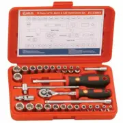 Genius Tools 30pc 1/4"Dr Metric & SAE Socket Set EU-230MS