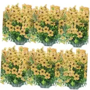12 Bundles Artificial Flowers Outdoor UV Resistant Eucalyptus Flowers(yellow)