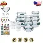 Borosilicate Glass Food Container Set - 32-Pcs with Leakproof Lids & Dividers